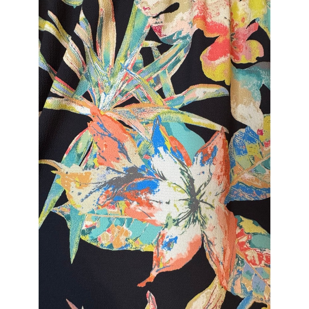 Flying Tomato Floral‎ Print Padded Shoulder Blouse Size Large - Picture 2 of 8